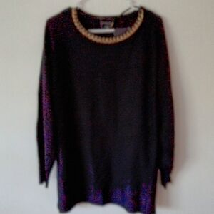 Black Sweater with Gold Chain Trim - Women. L
